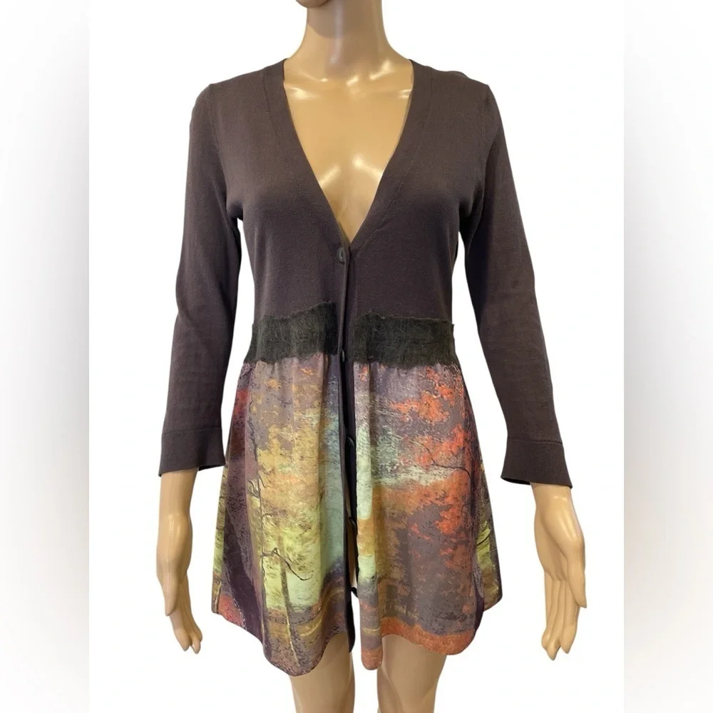 Anthropologie Knitted & Knotted Foliage Multicolor Long Sleeve Cardigan size S